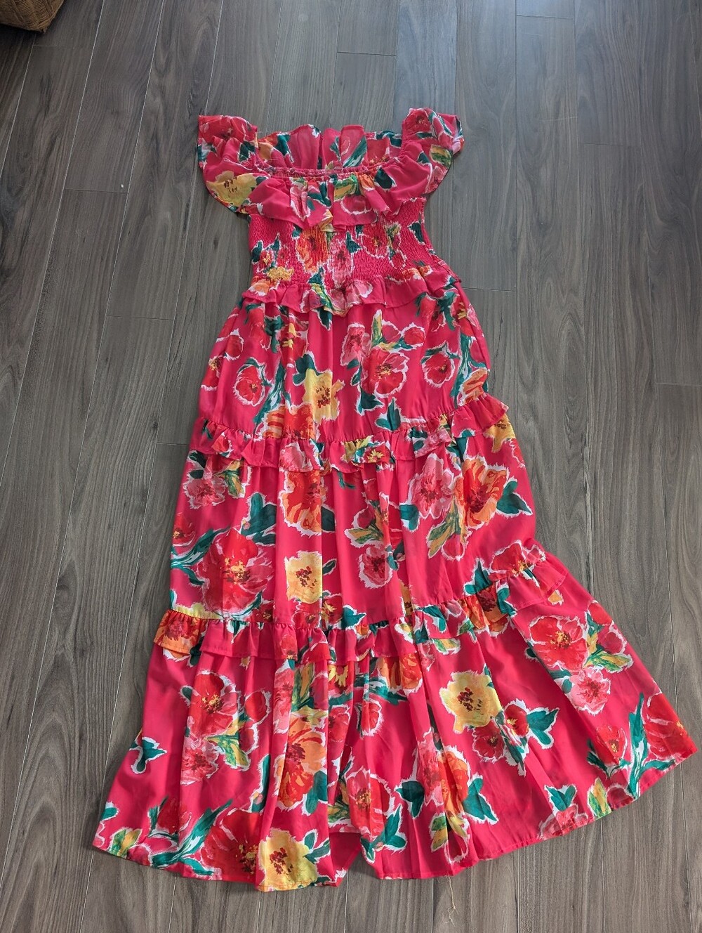 Flying Tomato Hot Pink Floral Sundress Maxi Length (Size Medium) - Picture 2 of 7
